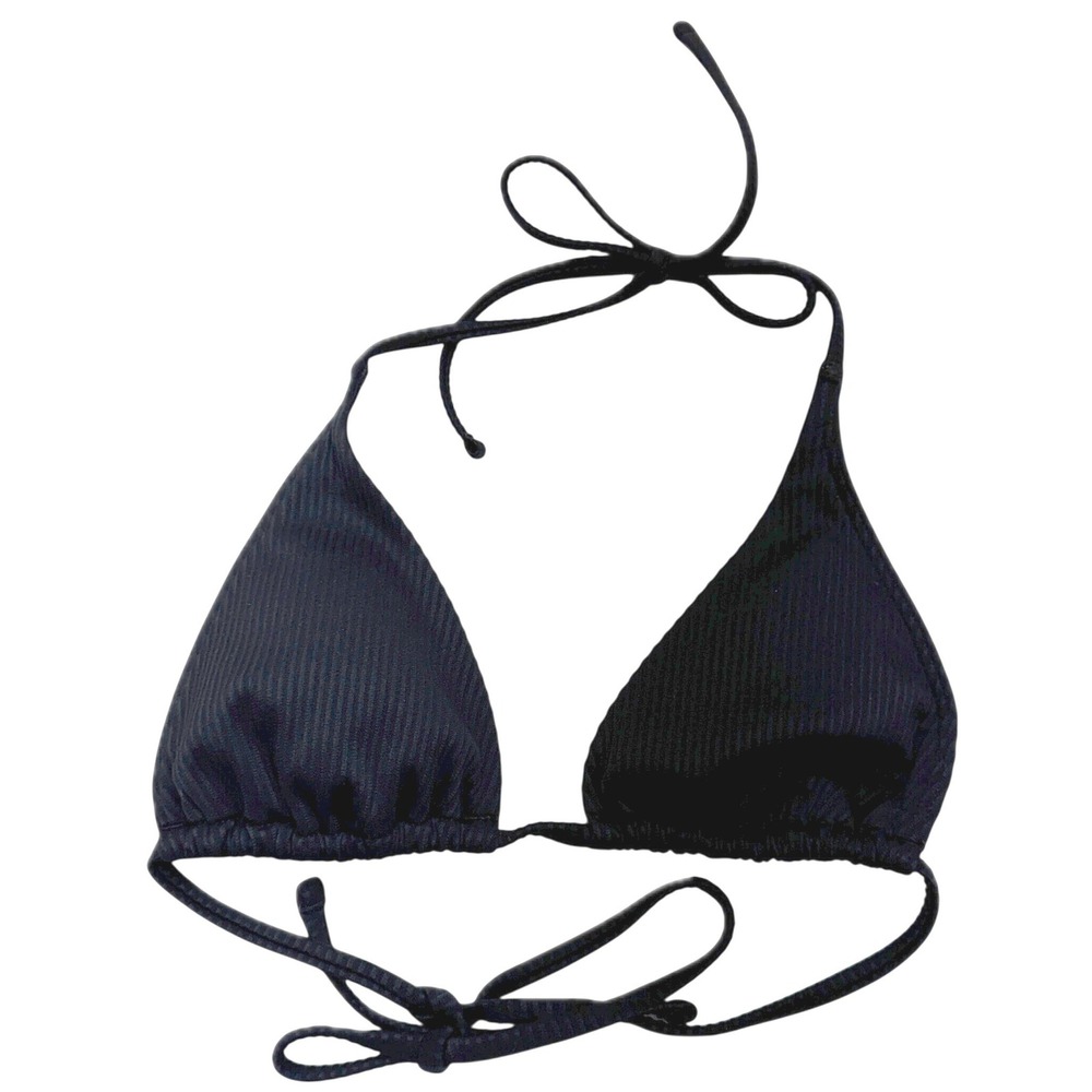 Hollister Bikini Top Womens XS Black Ribbed Triangle Beach Summer